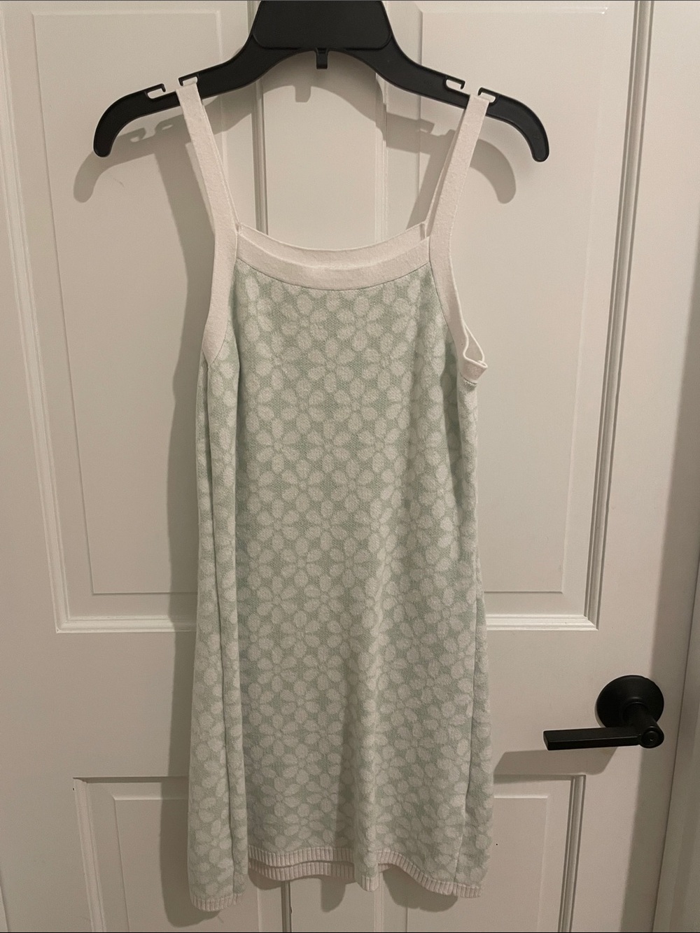 abercrombie kids white and light green patterned tank dress